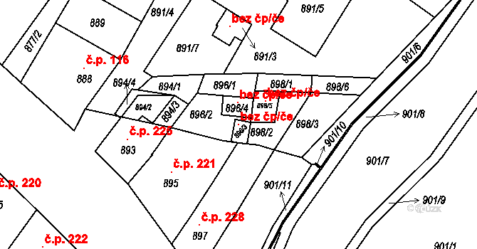 Lednice 147073979 na parcele st. 896/3 v KÚ Lednice na Moravě, Katastrální mapa