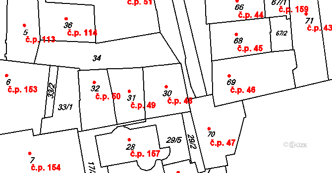 Třeboň I 48, Třeboň na parcele st. 30 v KÚ Třeboň, Katastrální mapa