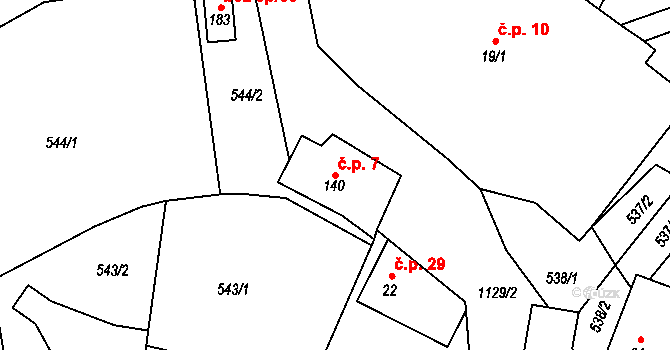 Lestkov 7, Radostná pod Kozákovem na parcele st. 140 v KÚ Lestkov pod Kozákovem, Katastrální mapa