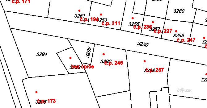 Mimoň I 246, Mimoň na parcele st. 3290 v KÚ Mimoň, Katastrální mapa