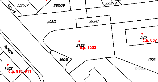 Strakonice I 1003, Strakonice na parcele st. 2129 v KÚ Strakonice, Katastrální mapa