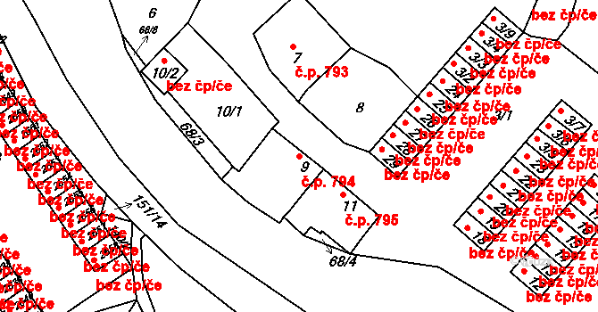 Slatina 794, Brno na parcele st. 9 v KÚ Slatina, Katastrální mapa