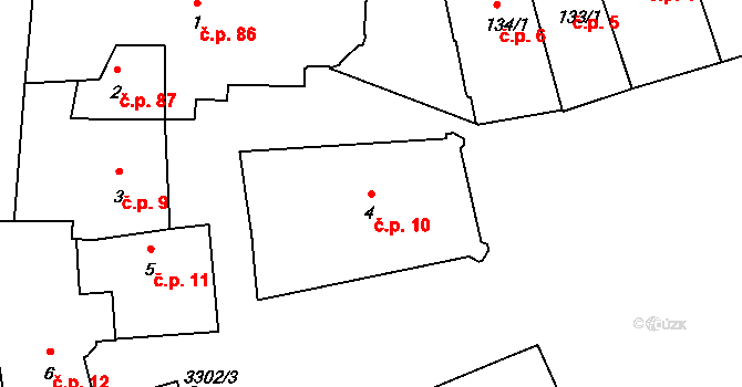 Pelhřimov 10 na parcele st. 4 v KÚ Pelhřimov, Katastrální mapa