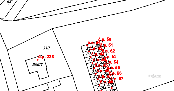 Běhánky 41, Dubí na parcele st. 311 v KÚ Běhánky, Katastrální mapa