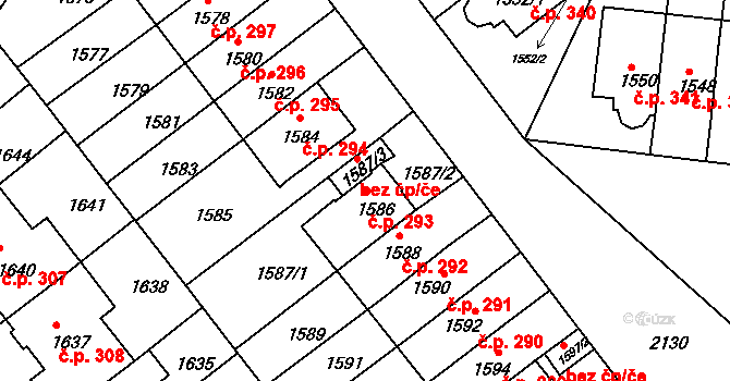 Střešovice 293, Praha na parcele st. 1586 v KÚ Střešovice, Katastrální mapa