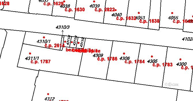 České Budějovice 3 1786, České Budějovice na parcele st. 4309 v KÚ České Budějovice 3, Katastrální mapa