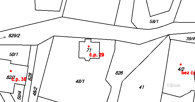 Popice 29, Jihlava na parcele st. 71 v KÚ Popice u Jihlavy, Katastrální mapa