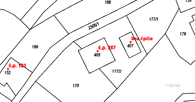 Lukavice 257 na parcele st. 408 v KÚ Lukavice u Rychnova nad Kněžnou, Katastrální mapa