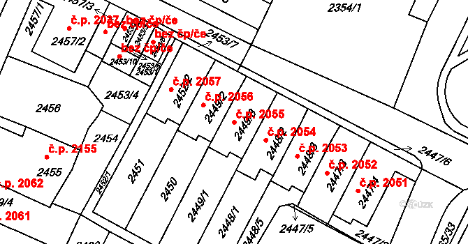 Předměstí 2055, Litoměřice na parcele st. 2449/3 v KÚ Litoměřice, Katastrální mapa