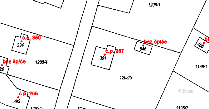 Mrač 267 na parcele st. 391 v KÚ Mrač, Katastrální mapa