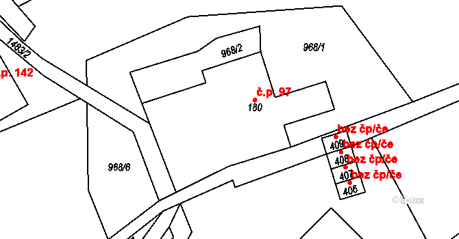 Pusté Žibřidovice 97, Jindřichov na parcele st. 180 v KÚ Pusté Žibřidovice, Katastrální mapa