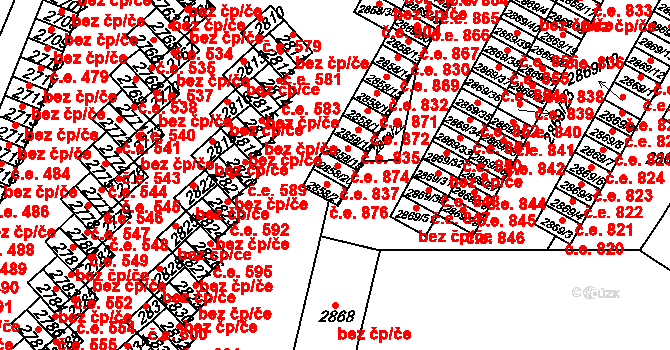 Lovosice 837 na parcele st. 2858/20 v KÚ Lovosice, Katastrální mapa