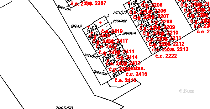 Hodonín 2423 na parcele st. 7822 v KÚ Hodonín, Katastrální mapa