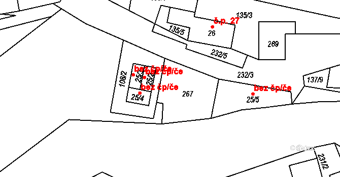 Vysočina 38064979 na parcele st. 25/2 v KÚ Svobodné Hamry, Katastrální mapa