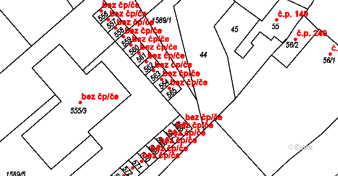 Křižanov 40702979 na parcele st. 565 v KÚ Křižanov, Katastrální mapa