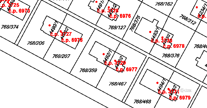 Zlín 3729 na parcele st. 4492/1 v KÚ Zlín, Katastrální mapa