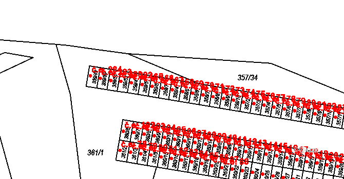 Rousínov 169 na parcele st. 358/4 v KÚ Rousínov u Vyškova, Katastrální mapa