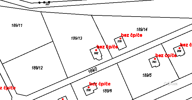 Kralupy nad Vltavou 43410979 na parcele st. 332 v KÚ Zeměchy u Kralup nad Vltavou, Katastrální mapa