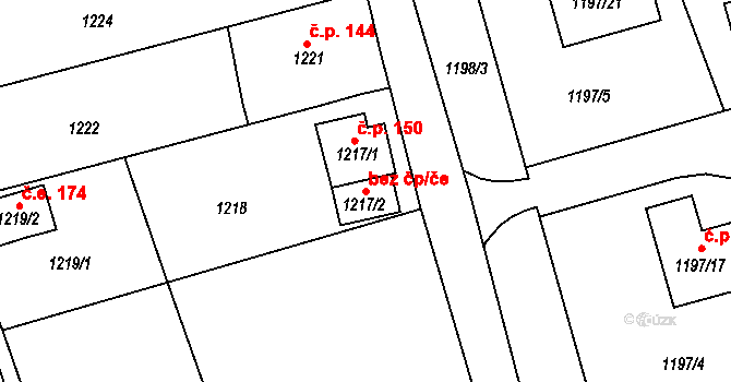 Dolní Zálezly 44706979 na parcele st. 1217/2 v KÚ Dolní Zálezly, Katastrální mapa