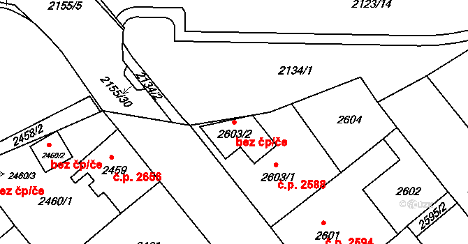 Chomutov 45053979 na parcele st. 2603/2 v KÚ Chomutov II, Katastrální mapa