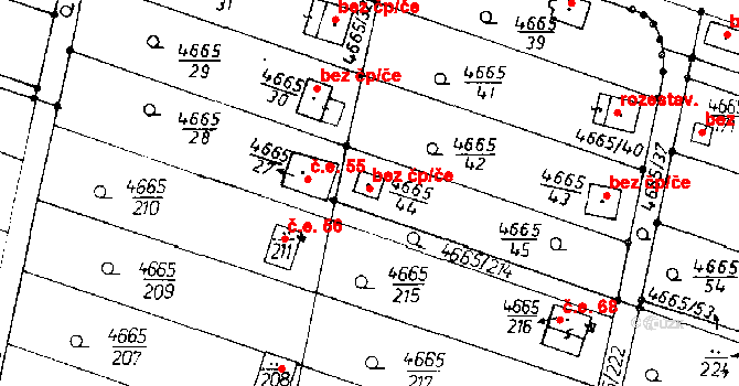 Poděbrady 46355979 na parcele st. 4665/44 v KÚ Poděbrady, Katastrální mapa