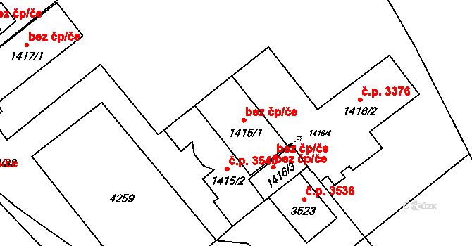 Břeclav 47084979 na parcele st. 1415/1 v KÚ Břeclav, Katastrální mapa