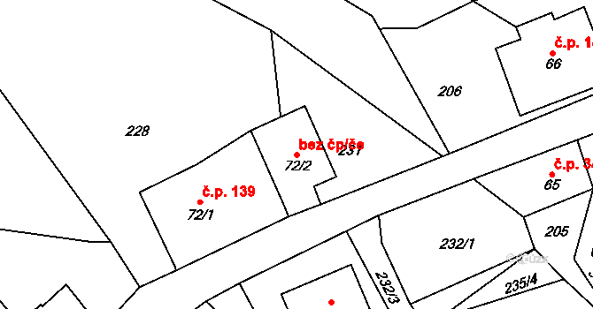 Rokytnice nad Jizerou 49057979 na parcele st. 72/2 v KÚ Dolní Rokytnice, Katastrální mapa