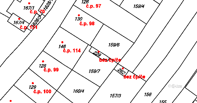 Koryčany 50121979 na parcele st. 229 v KÚ Lískovec, Katastrální mapa