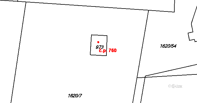 Unhošť 760 na parcele st. 973 v KÚ Unhošť, Katastrální mapa