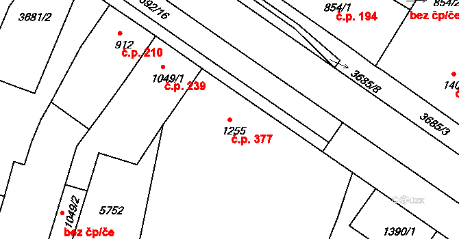 Bezděkovské Předměstí 377, Domažlice na parcele st. 1255 v KÚ Domažlice, Katastrální mapa