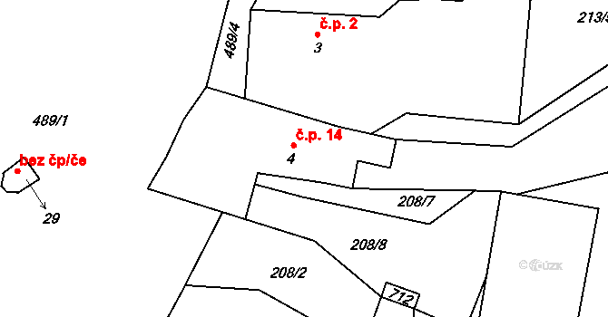 Chvalšovice 14, Čachrov na parcele st. 4 v KÚ Chvalšovice u Čachrova, Katastrální mapa