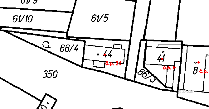 Neznašovy 21, Vrhaveč na parcele st. 44 v KÚ Neznašovy, Katastrální mapa