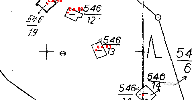 Střelice 51 na parcele st. 546/13 v KÚ Střelice, Katastrální mapa