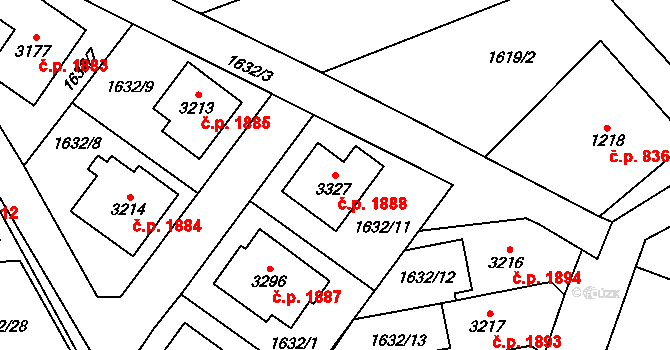 Náchod 1888 na parcele st. 3327 v KÚ Náchod, Katastrální mapa
