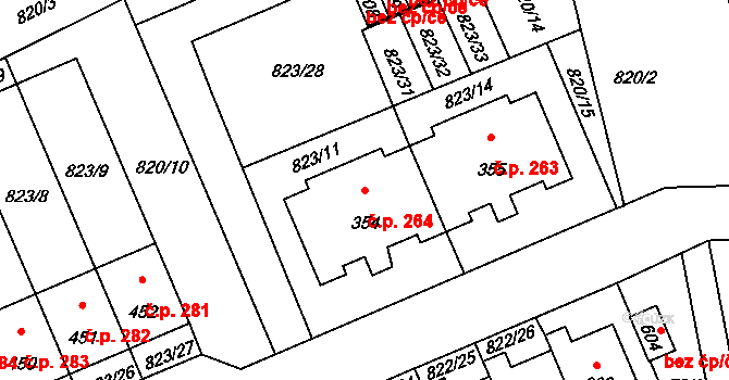 Čkyně 264 na parcele st. 354 v KÚ Čkyně, Katastrální mapa