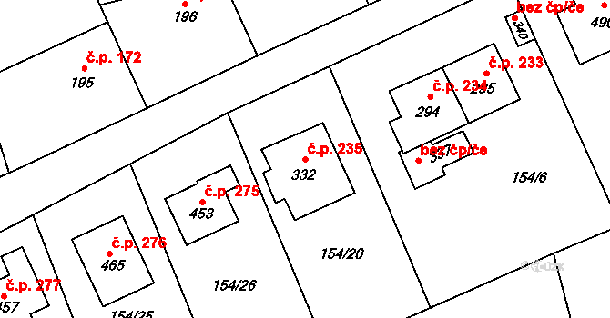 Ruda 235 na parcele st. 332 v KÚ Ruda u Nového Strašecí, Katastrální mapa