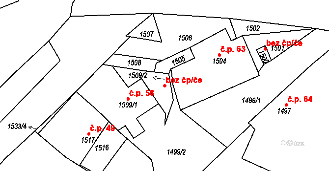 Velká Bíteš 88395979 na parcele st. 1509/2 v KÚ Velká Bíteš, Katastrální mapa