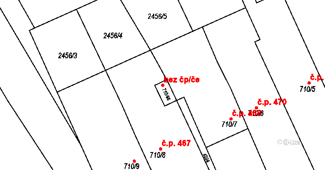 Vyškov 89182979 na parcele st. 710/46 v KÚ Dědice u Vyškova, Katastrální mapa