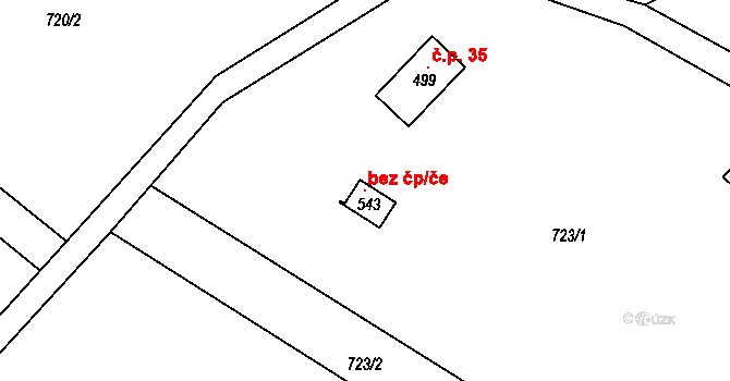 Olešnice 99139979 na parcele st. 543 v KÚ Olešnice u Turnova, Katastrální mapa