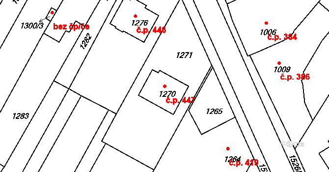 Šatov 447 na parcele st. 1270 v KÚ Šatov, Katastrální mapa