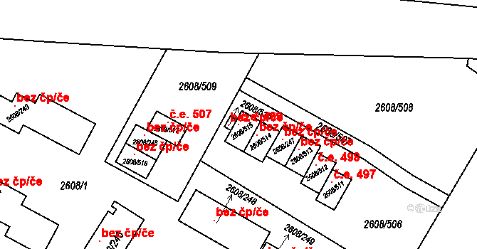 Staré Splavy 499, Doksy na parcele st. 2608/515 v KÚ Doksy u Máchova jezera, Katastrální mapa