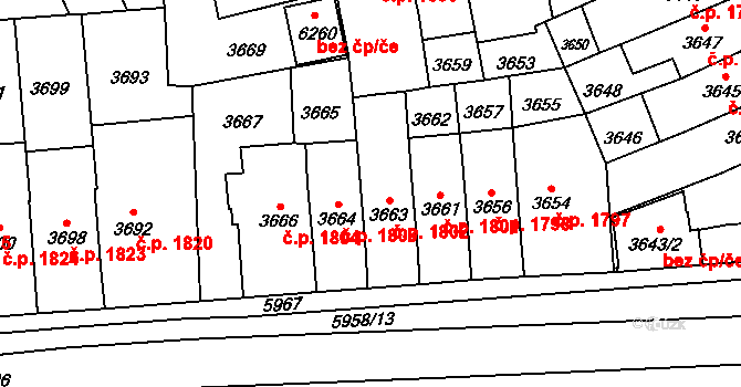Jihlava 1802 na parcele st. 3663 v KÚ Jihlava, Katastrální mapa