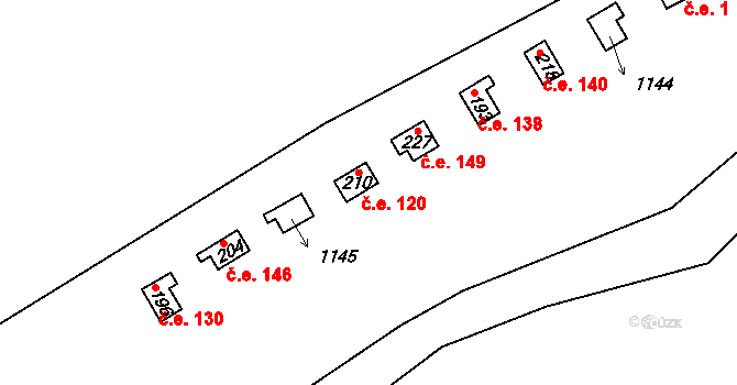 Čelina 120, Borotice na parcele st. 210 v KÚ Čelina, Katastrální mapa