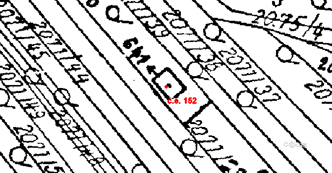 Luleč 152 na parcele st. 641 v KÚ Luleč, Katastrální mapa