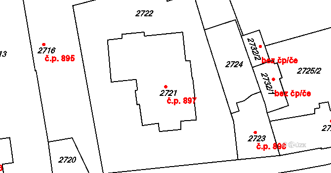 Pod Bezručovým vrchem 897, Krnov na parcele st. 2721 v KÚ Krnov-Horní Předměstí, Katastrální mapa