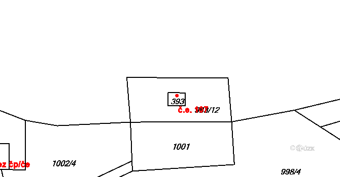 Košařiska 107 na parcele st. 393 v KÚ Košařiska, Katastrální mapa