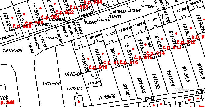 Třeboň II 917, Třeboň na parcele st. 1915/224 v KÚ Třeboň, Katastrální mapa