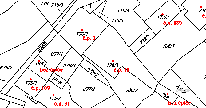 Bítouchov 15, Semily na parcele st. 176/3 v KÚ Bítouchov u Semil, Katastrální mapa
