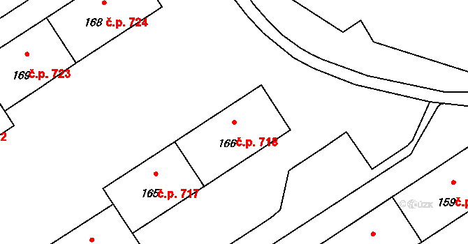 Lutyně 718, Orlová na parcele st. 166 v KÚ Horní Lutyně, Katastrální mapa