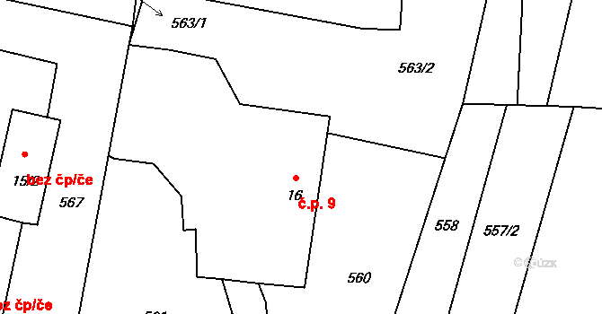 Tuchonice 9, Žimutice na parcele st. 16 v KÚ Tuchonice, Katastrální mapa